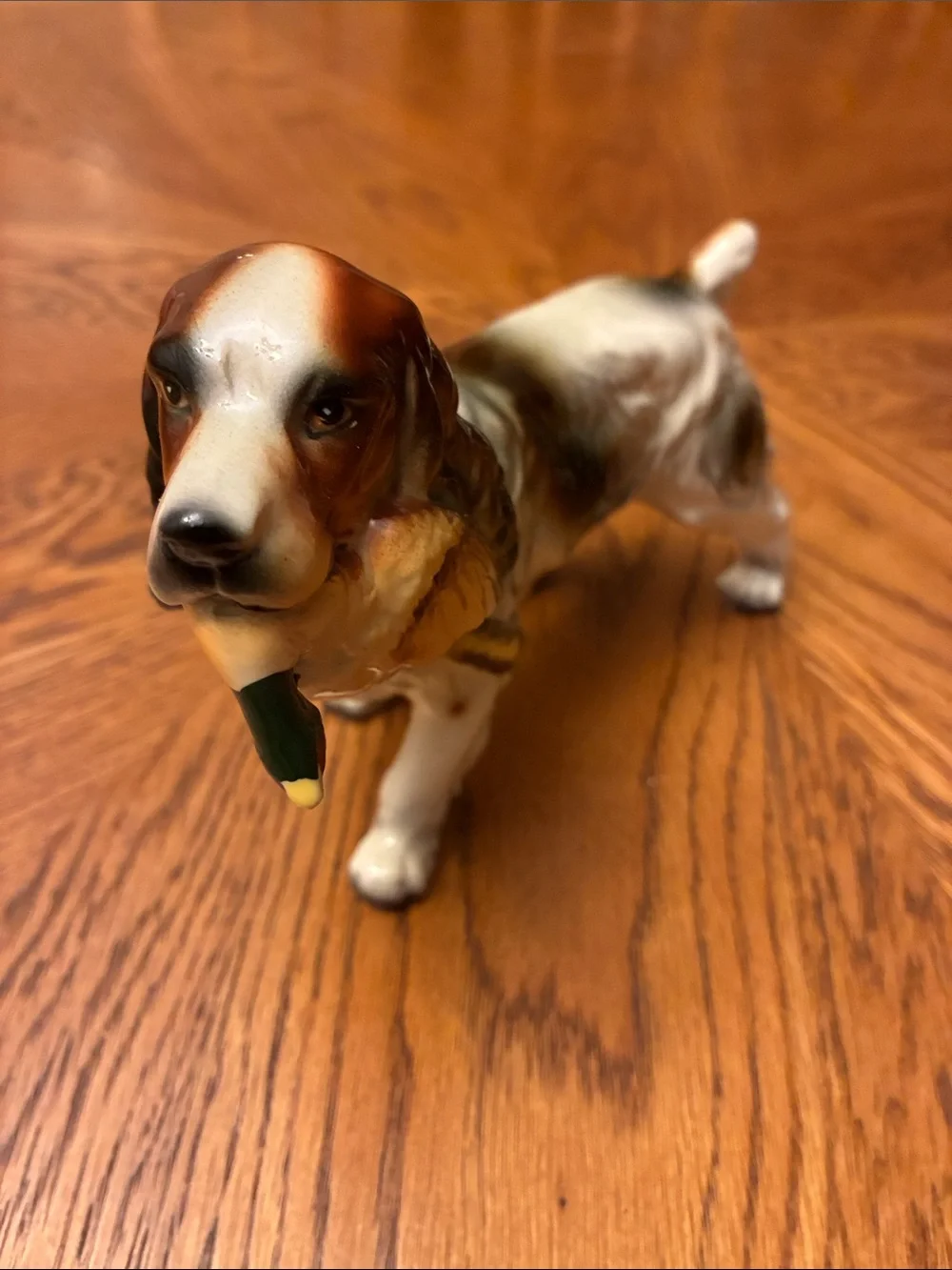 Porcelain Hunting Dog Figurine - Brown & White